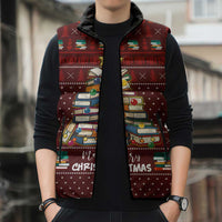 Book Pine Merry Christmas Sleeveless Puffer Jacket Xmas Holiday Patterns - Wonder Print Shop