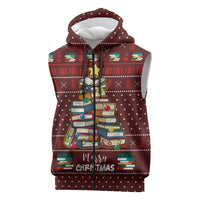 Book Pine Merry Christmas Sleeveless Zip Hoodie Xmas Holiday Patterns - Wonder Print Shop