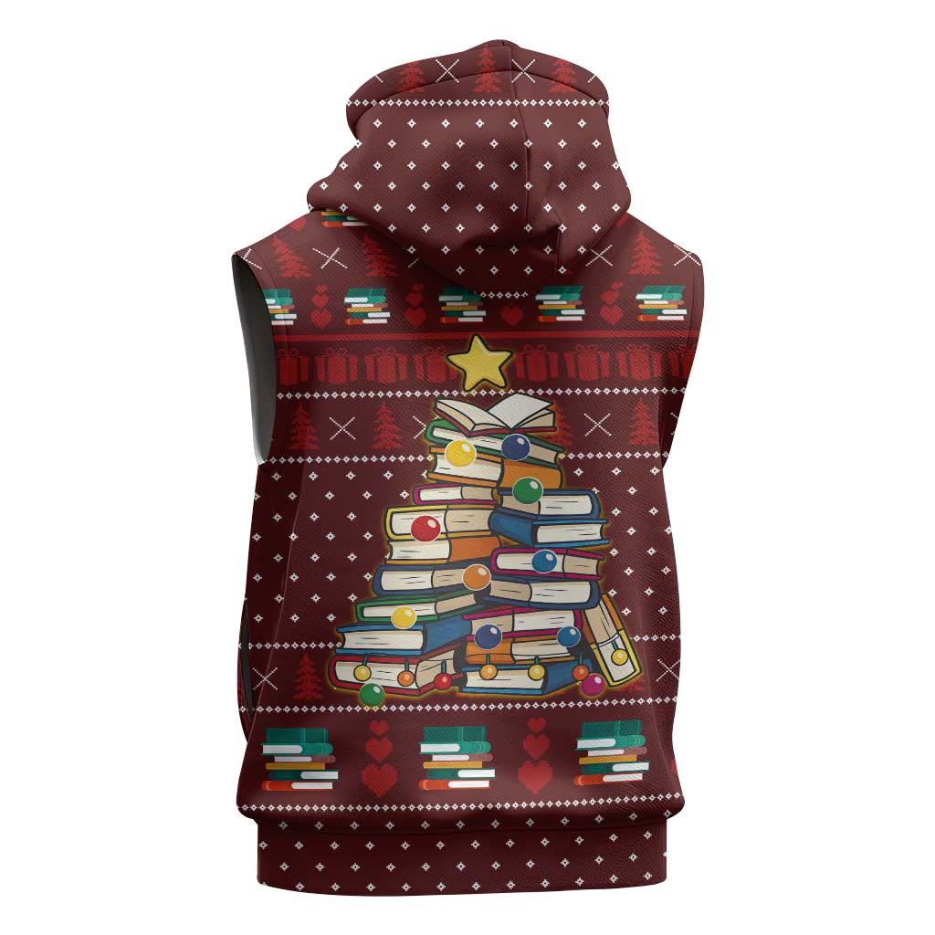 Book Pine Merry Christmas Sleeveless Zip Hoodie Xmas Holiday Patterns - Wonder Print Shop