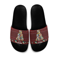 Book Pine Merry Christmas Slide Sandals Xmas Holiday Patterns - Wonder Print Shop