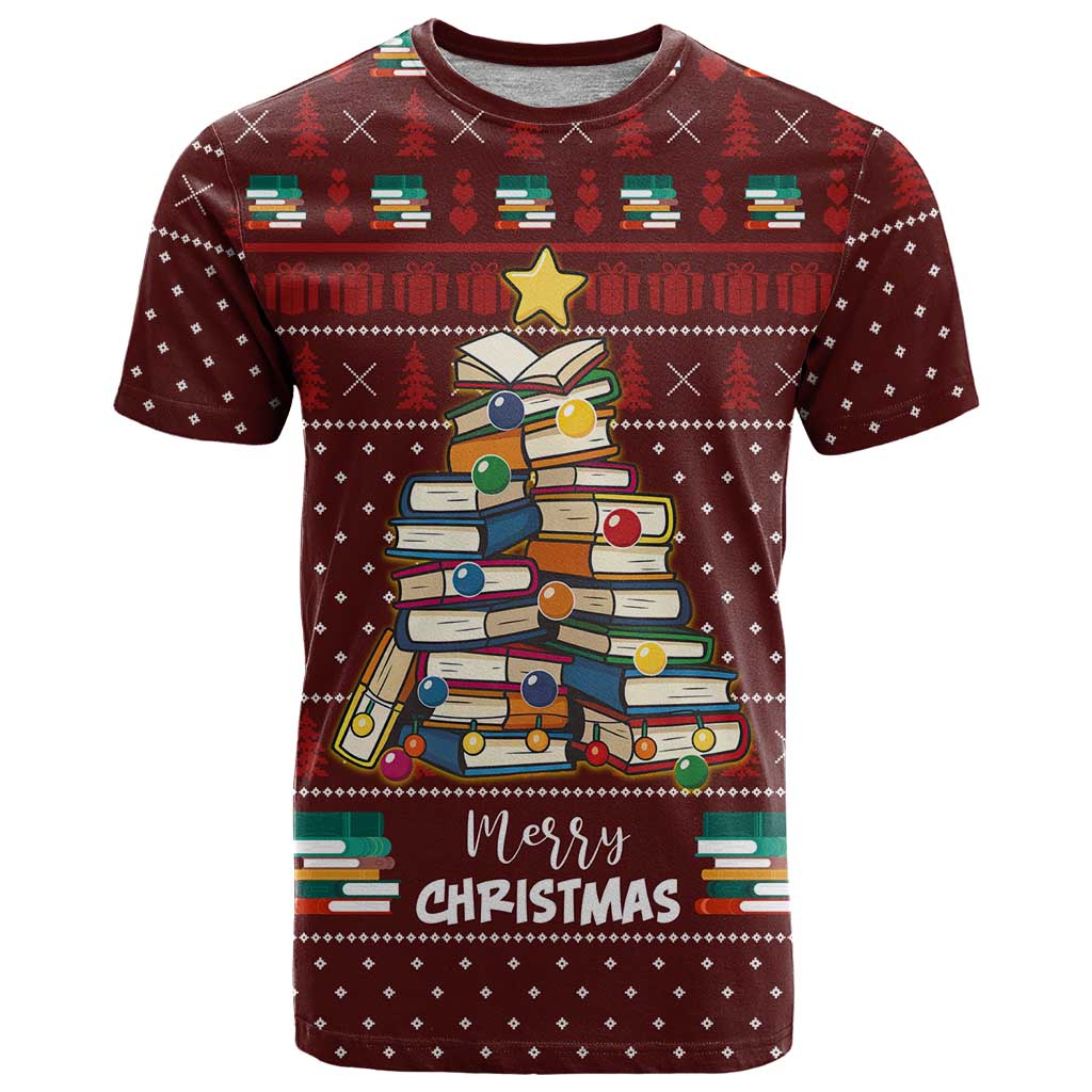 Book Pine Merry Christmas T Shirt Xmas Holiday Patterns - Wonder Print Shop