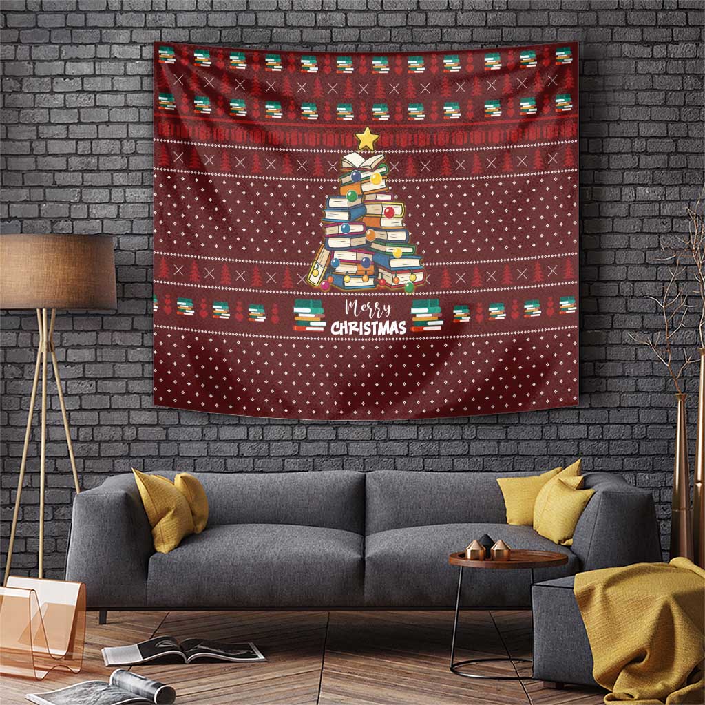 Book Pine Merry Christmas Tapestry Xmas Holiday Patterns - Wonder Print Shop