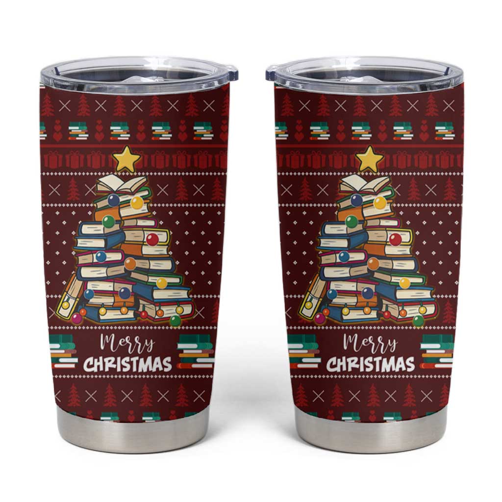 Book Pine Merry Christmas Tumbler Cup Xmas Holiday Patterns - Wonder Print Shop