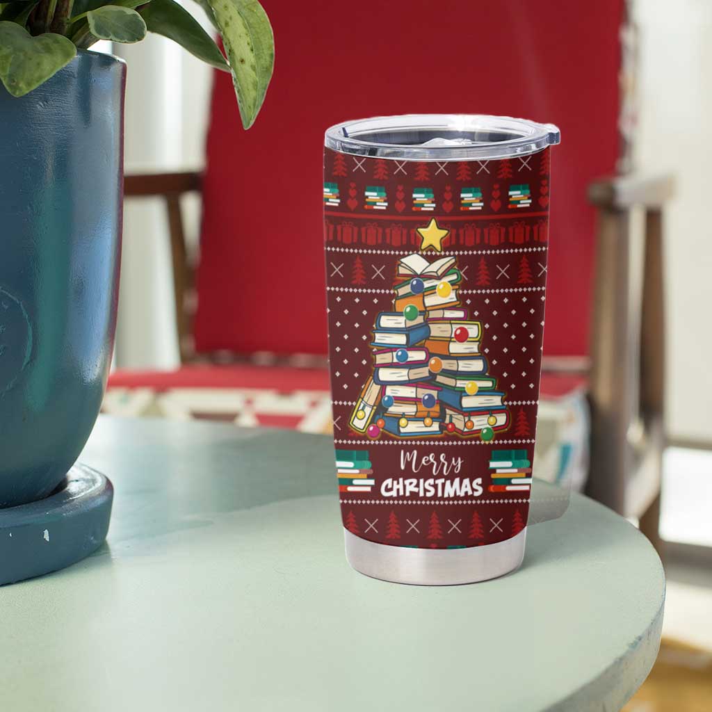 Book Pine Merry Christmas Tumbler Cup Xmas Holiday Patterns - Wonder Print Shop