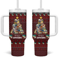 Book Pine Merry Christmas Tumbler With Handle Xmas Holiday Patterns - Wonder Print Shop
