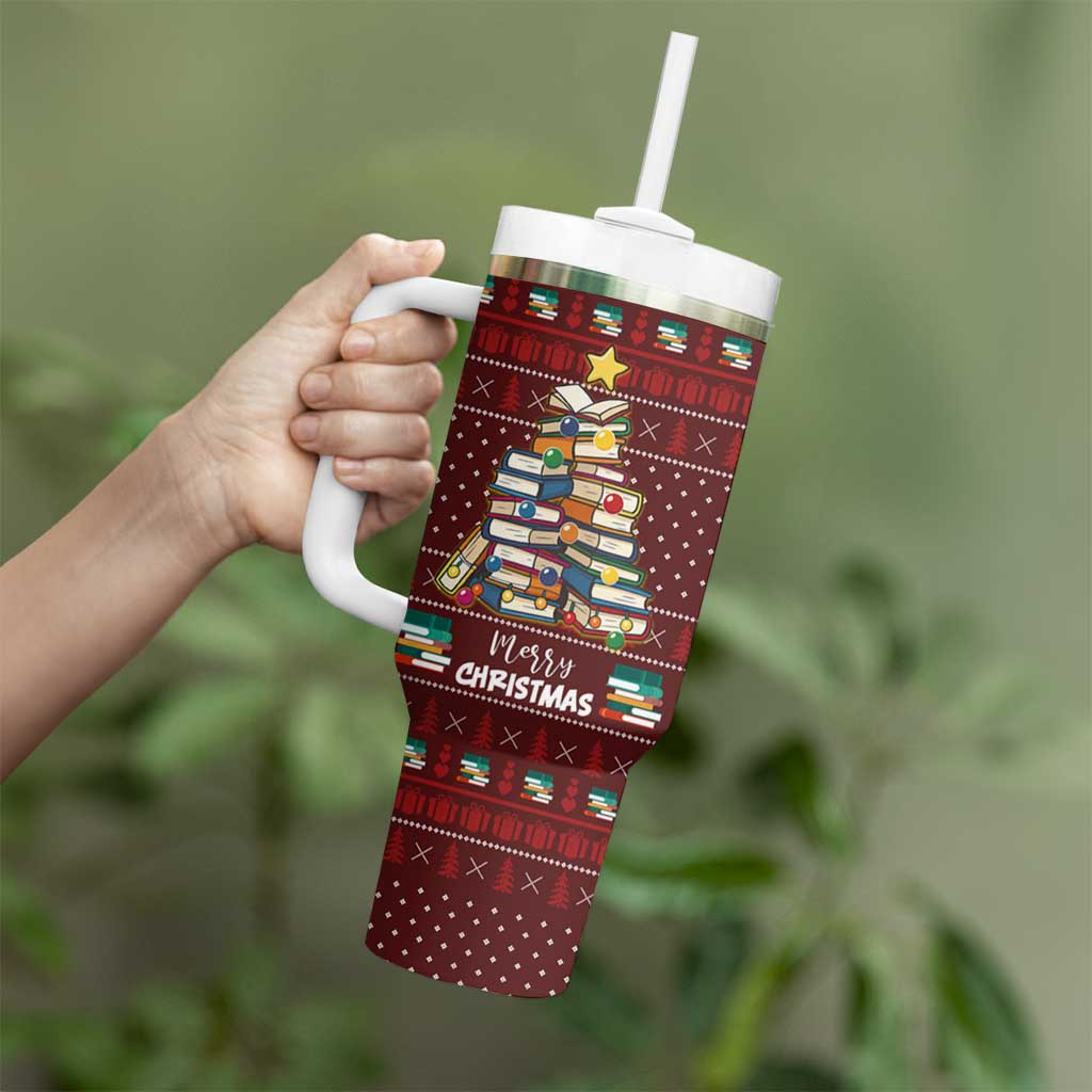 Book Pine Merry Christmas Tumbler With Handle Xmas Holiday Patterns - Wonder Print Shop
