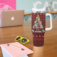 Book Pine Merry Christmas Tumbler With Handle Xmas Holiday Patterns - Wonder Print Shop