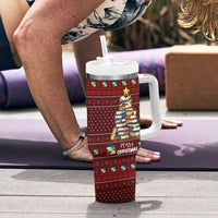 Book Pine Merry Christmas Tumbler With Handle Xmas Holiday Patterns - Wonder Print Shop