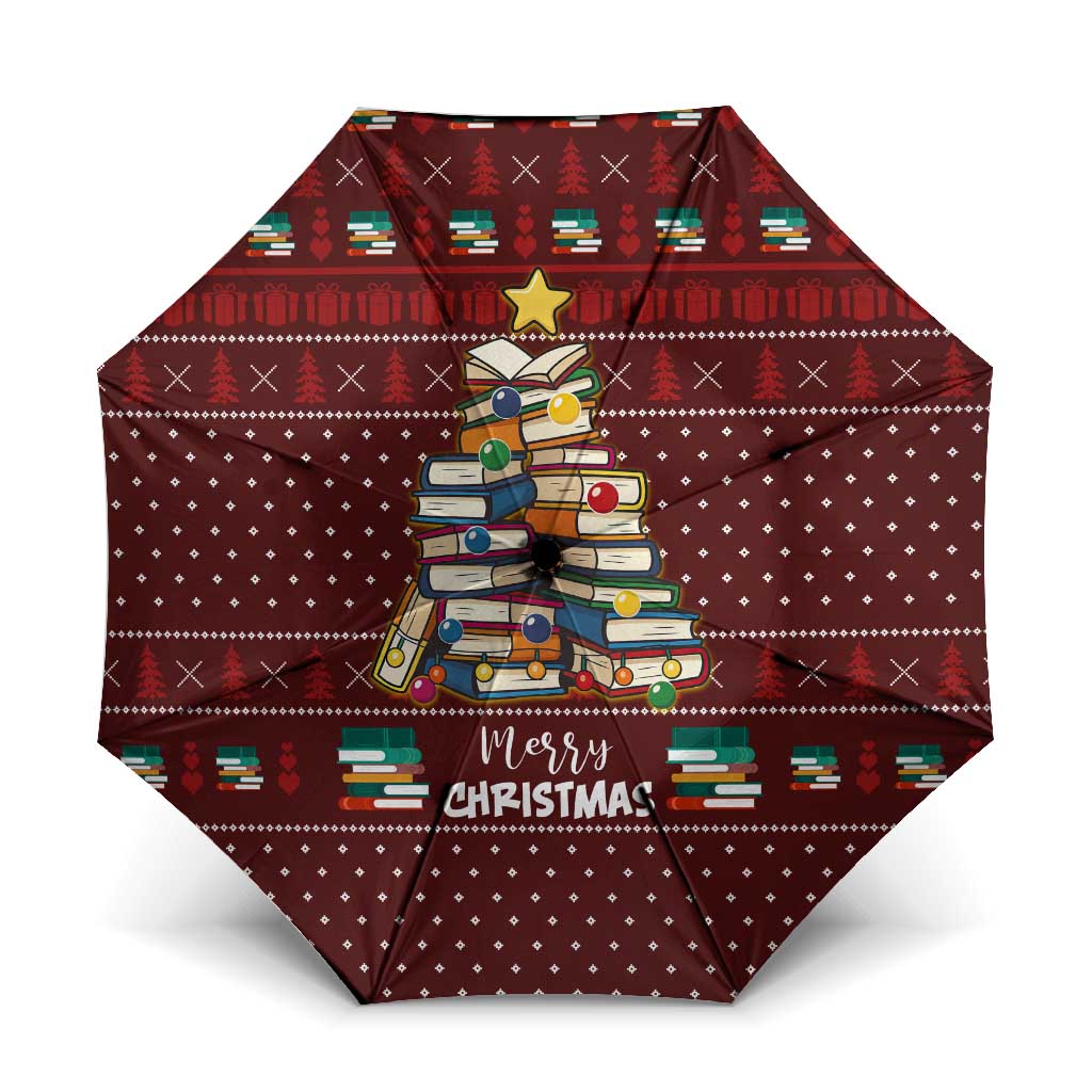 Book Pine Merry Christmas Umbrella Xmas Holiday Patterns - Wonder Print Shop