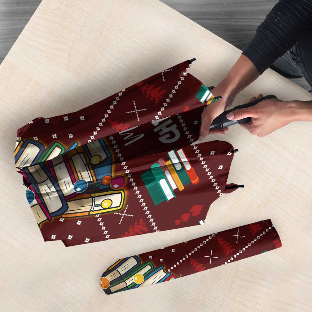 Book Pine Merry Christmas Umbrella Xmas Holiday Patterns - Wonder Print Shop