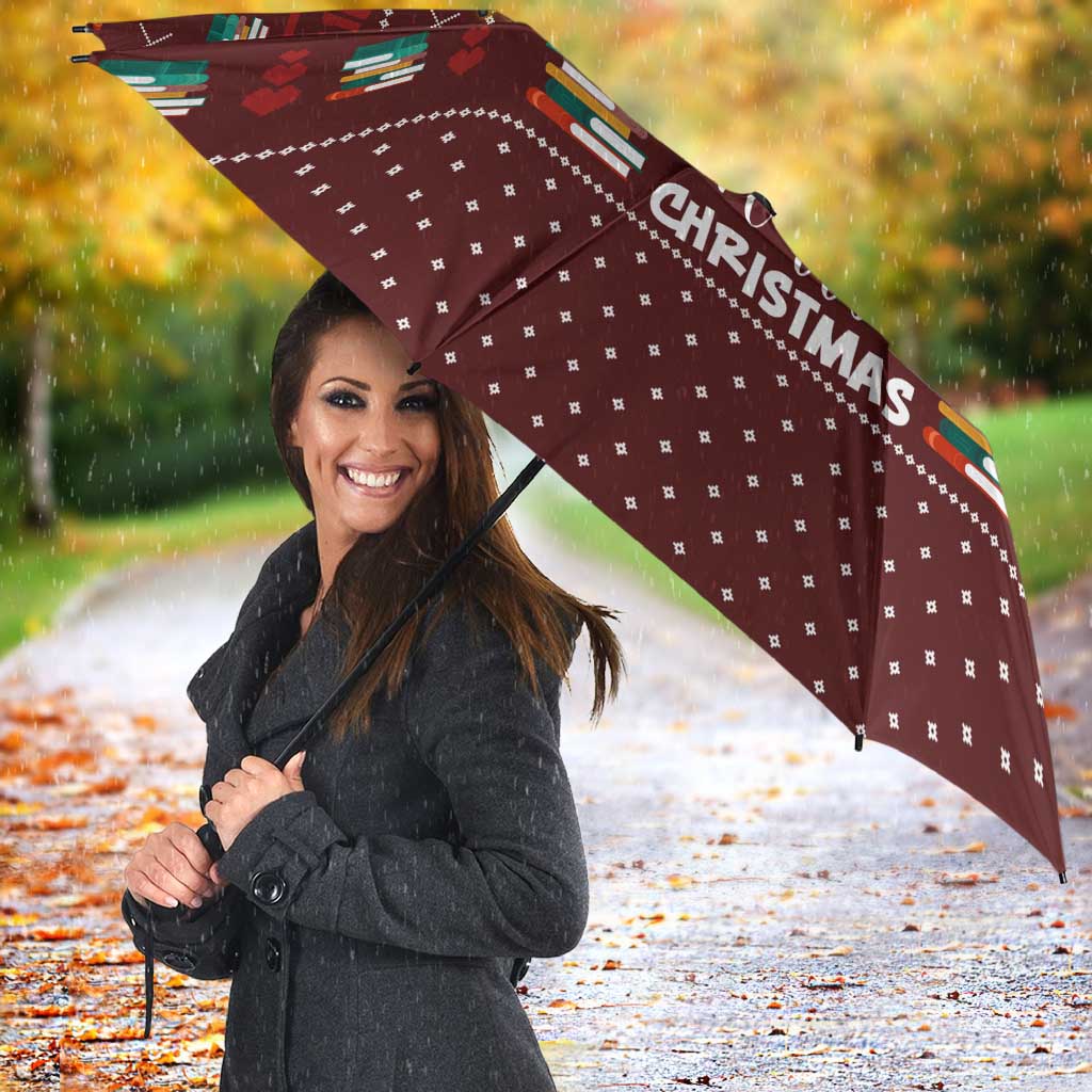Book Pine Merry Christmas Umbrella Xmas Holiday Patterns - Wonder Print Shop