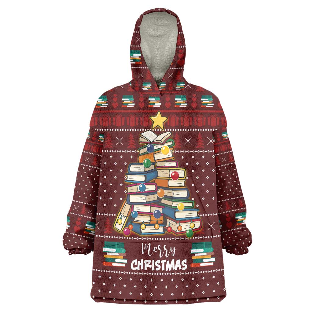 Book Pine Merry Christmas Wearable Blanket Hoodie Xmas Holiday Patterns - Wonder Print Shop