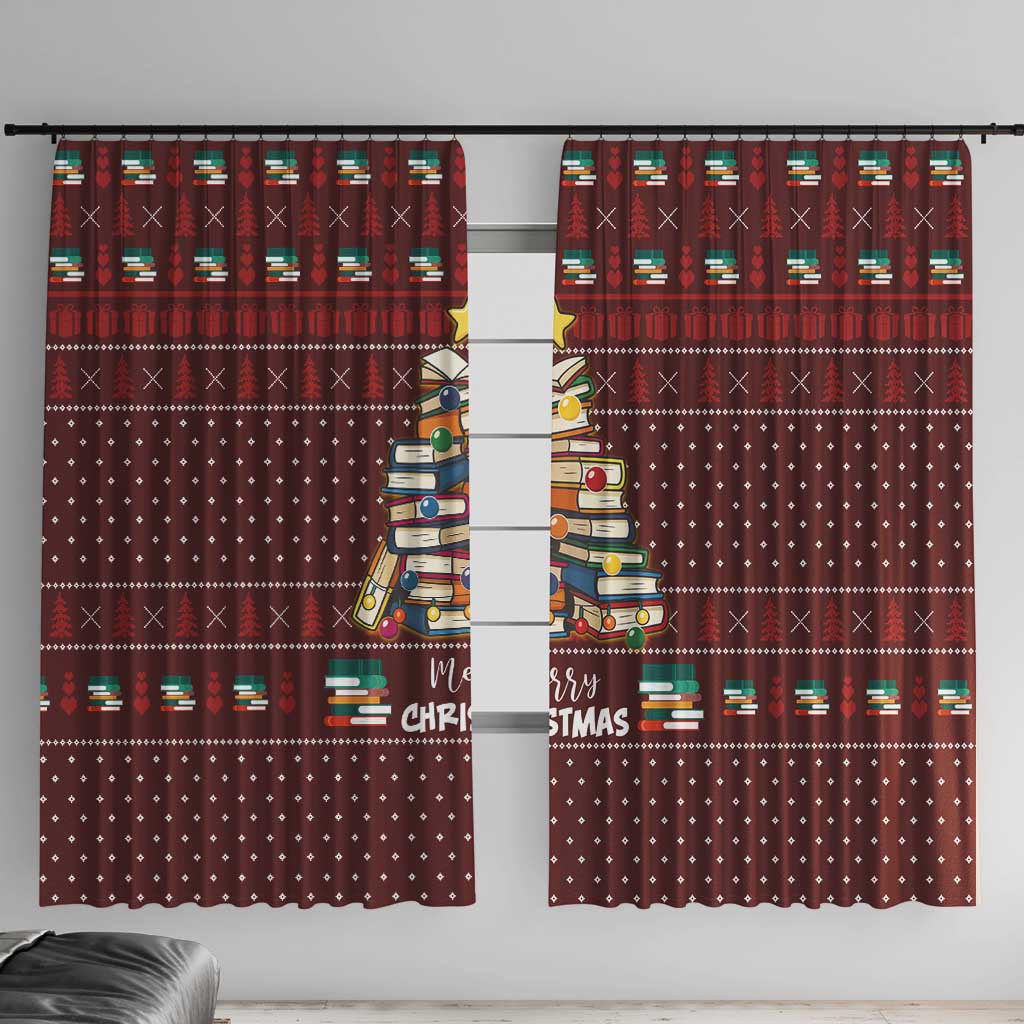 Book Pine Merry Christmas Window Curtain Xmas Holiday Patterns - Wonder Print Shop