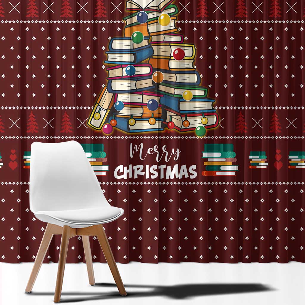 Book Pine Merry Christmas Window Curtain Xmas Holiday Patterns - Wonder Print Shop