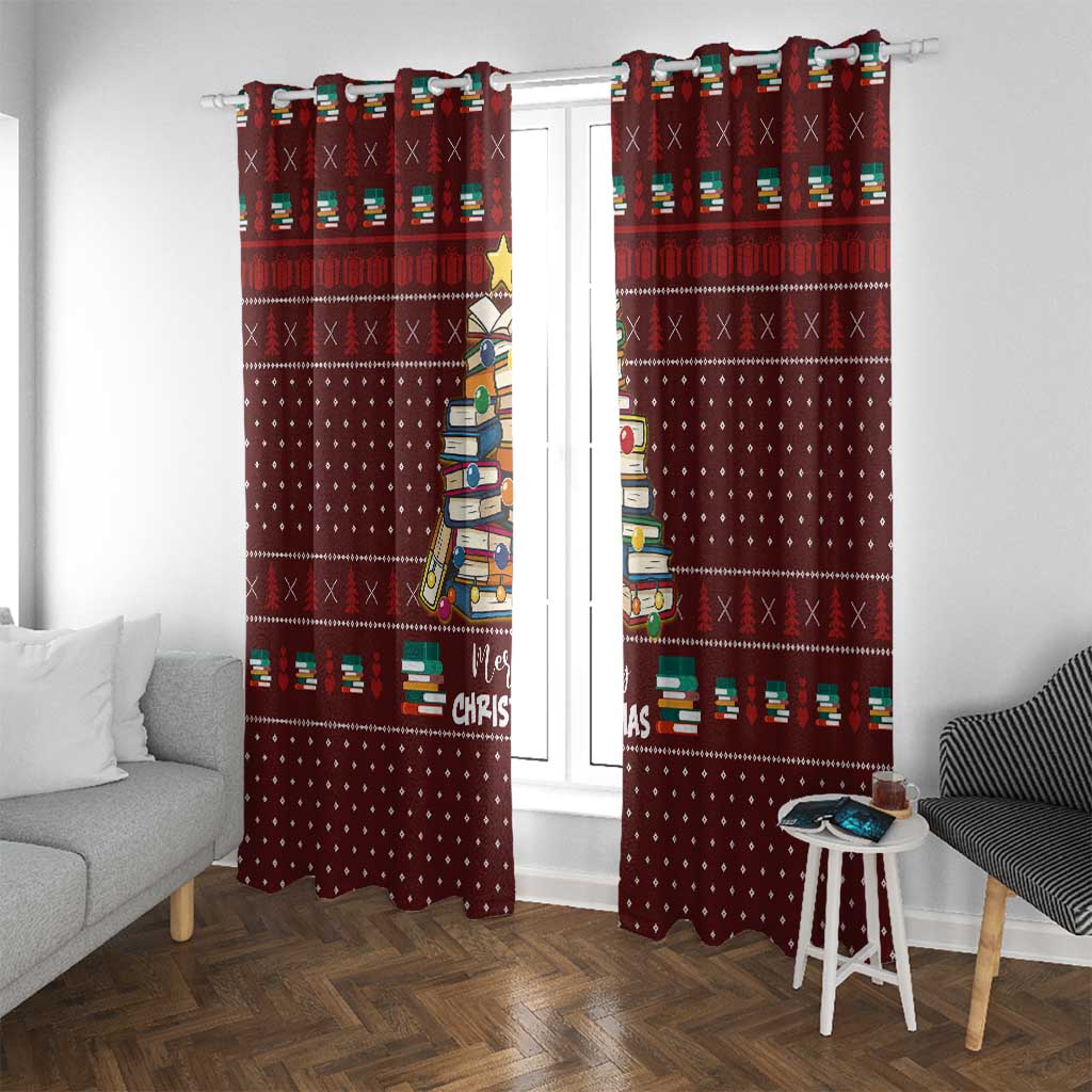 Book Pine Merry Christmas Window Curtain Xmas Holiday Patterns - Wonder Print Shop