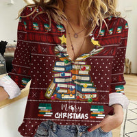Book Pine Merry Christmas Women Casual Shirt Xmas Holiday Patterns - Wonder Print Shop