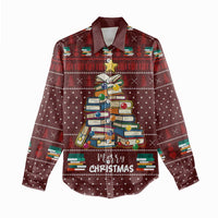 Book Pine Merry Christmas Women Casual Shirt Xmas Holiday Patterns - Wonder Print Shop