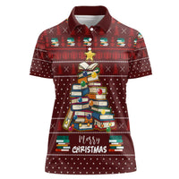 Book Pine Merry Christmas Women Polo Shirt Xmas Holiday Patterns - Wonder Print Shop
