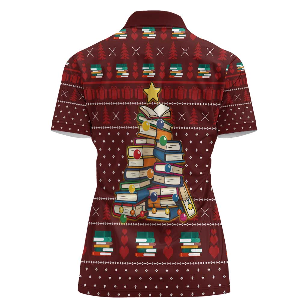 Book Pine Merry Christmas Women Polo Shirt Xmas Holiday Patterns - Wonder Print Shop