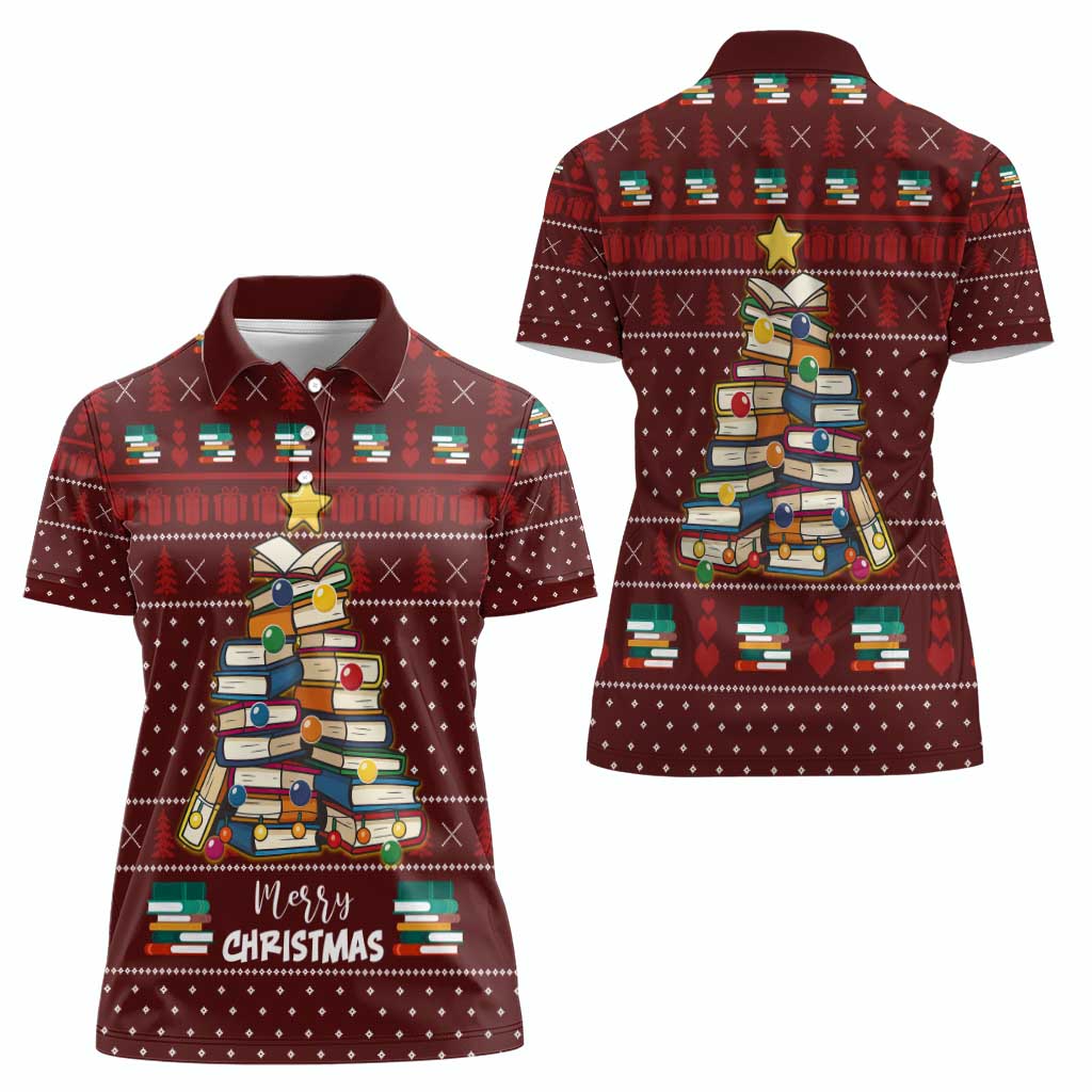 Book Pine Merry Christmas Women Polo Shirt Xmas Holiday Patterns - Wonder Print Shop