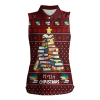 Book Pine Merry Christmas Women Sleeveless Polo Shirt Xmas Holiday Patterns - Wonder Print Shop