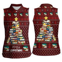 Book Pine Merry Christmas Women Sleeveless Polo Shirt Xmas Holiday Patterns - Wonder Print Shop
