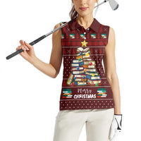 Book Pine Merry Christmas Women Sleeveless Polo Shirt Xmas Holiday Patterns - Wonder Print Shop