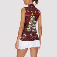 Book Pine Merry Christmas Women Sleeveless Polo Shirt Xmas Holiday Patterns - Wonder Print Shop