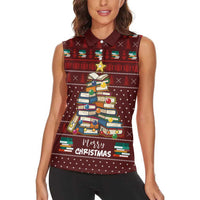 Book Pine Merry Christmas Women Sleeveless Polo Shirt Xmas Holiday Patterns - Wonder Print Shop