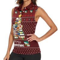 Book Pine Merry Christmas Women Sleeveless Polo Shirt Xmas Holiday Patterns - Wonder Print Shop