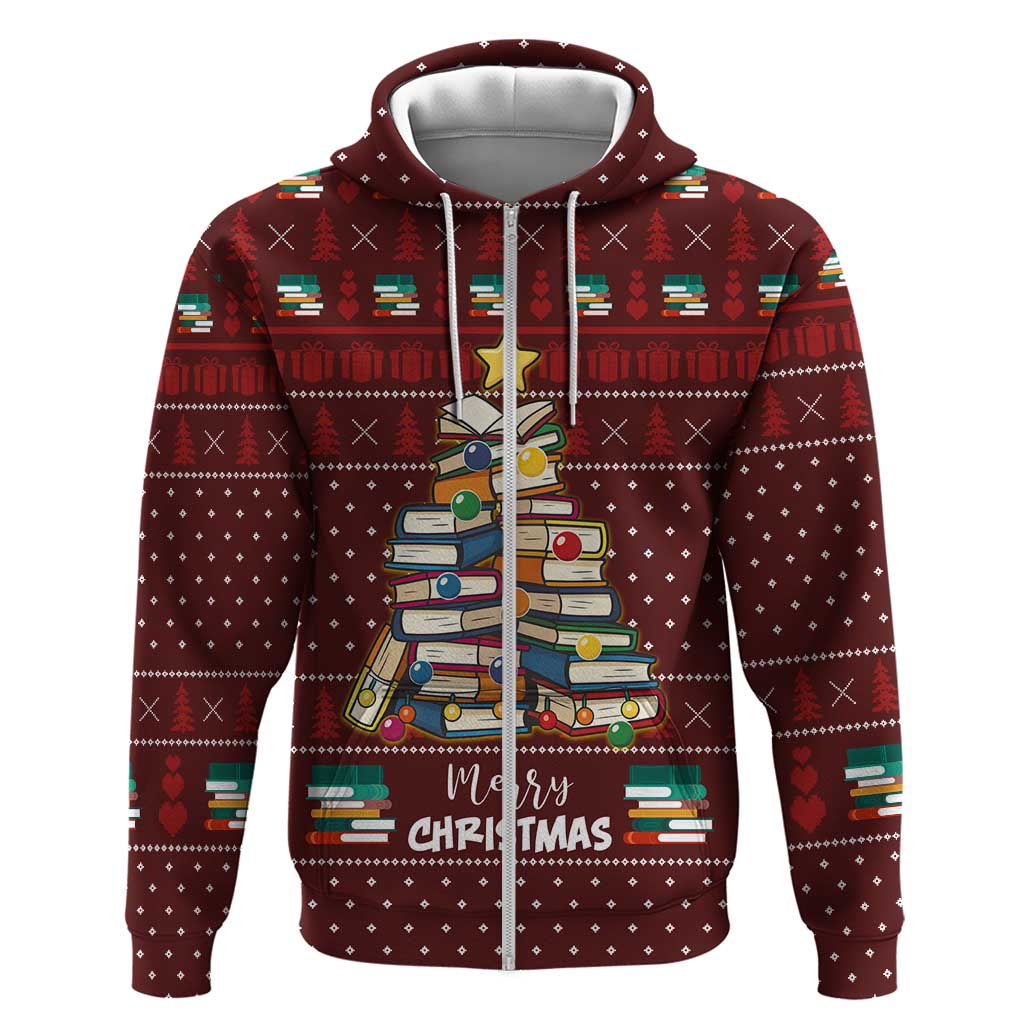 Book Pine Merry Christmas Zip Hoodie Xmas Holiday Patterns - Wonder Print Shop