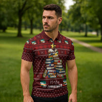 Book Pine Merry Christmas Zipper Polo Shirt Xmas Holiday Patterns - Wonder Print Shop