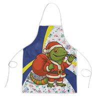 Curacao Christmas Apron with Santa Lizard Crown Gifts Snowflakes and Holiday Icons Design - Wonder Print Shop