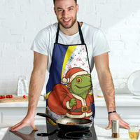 Curacao Christmas Apron with Santa Lizard Crown Gifts Snowflakes and Holiday Icons Design - Wonder Print Shop