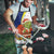Curacao Christmas Apron with Santa Lizard Crown Gifts Snowflakes and Holiday Icons Design - Wonder Print Shop