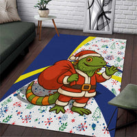 Curacao Christmas Area Rug with Santa Lizard Crown Gifts Snowflakes and Holiday Icons Design - Wonder Print Shop
