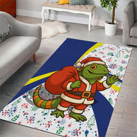 Curacao Christmas Area Rug with Santa Lizard Crown Gifts Snowflakes and Holiday Icons Design - Wonder Print Shop