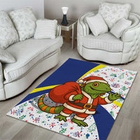 Curacao Christmas Area Rug with Santa Lizard Crown Gifts Snowflakes and Holiday Icons Design - Wonder Print Shop