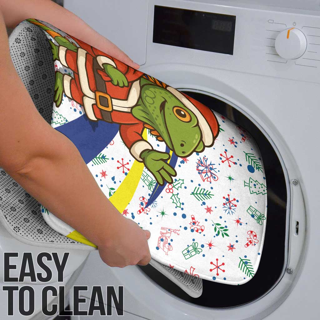 Curacao Christmas Bathroom Set with Santa Lizard Crown Gifts Snowflakes and Holiday Icons Design - Wonder Print Shop