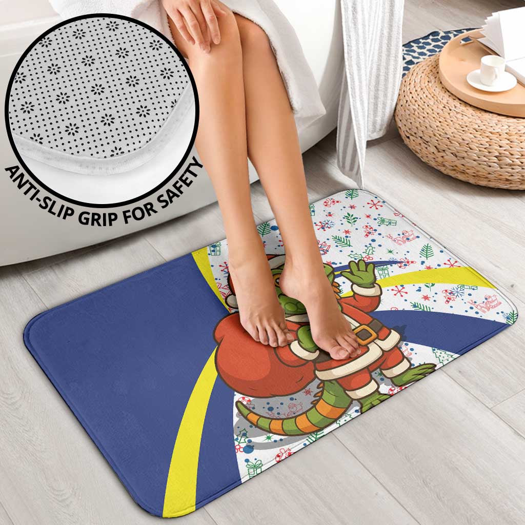 Curacao Christmas Bathroom Set with Santa Lizard Crown Gifts Snowflakes and Holiday Icons Design - Wonder Print Shop