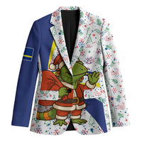 Curacao Christmas Blazer with Santa Lizard Crown Gifts Snowflakes and Holiday Icons Design - Wonder Print Shop