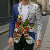 Curacao Christmas Blazer with Santa Lizard Crown Gifts Snowflakes and Holiday Icons Design - Wonder Print Shop