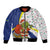 Curacao Christmas Bomber Jacket with Santa Lizard Crown Gifts Snowflakes and Holiday Icons Design - Wonder Print Shop