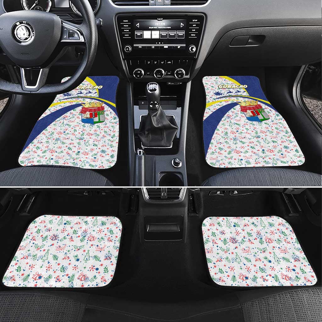 Curacao Christmas Car Mats with Santa Lizard Crown Gifts Snowflakes and Holiday Icons Design - Wonder Print Shop