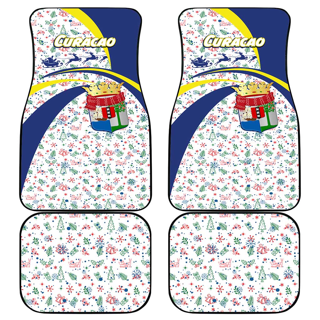 Curacao Christmas Car Mats with Santa Lizard Crown Gifts Snowflakes and Holiday Icons Design - Wonder Print Shop