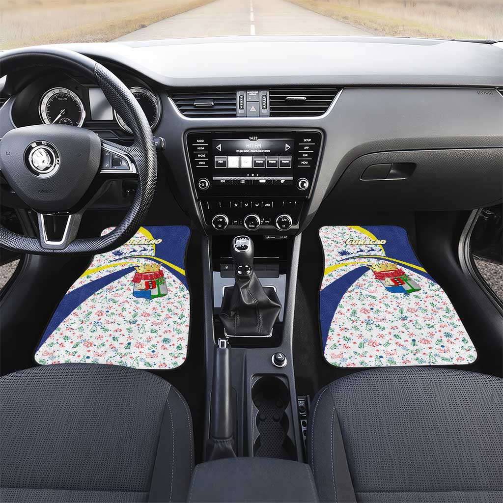Curacao Christmas Car Mats with Santa Lizard Crown Gifts Snowflakes and Holiday Icons Design - Wonder Print Shop