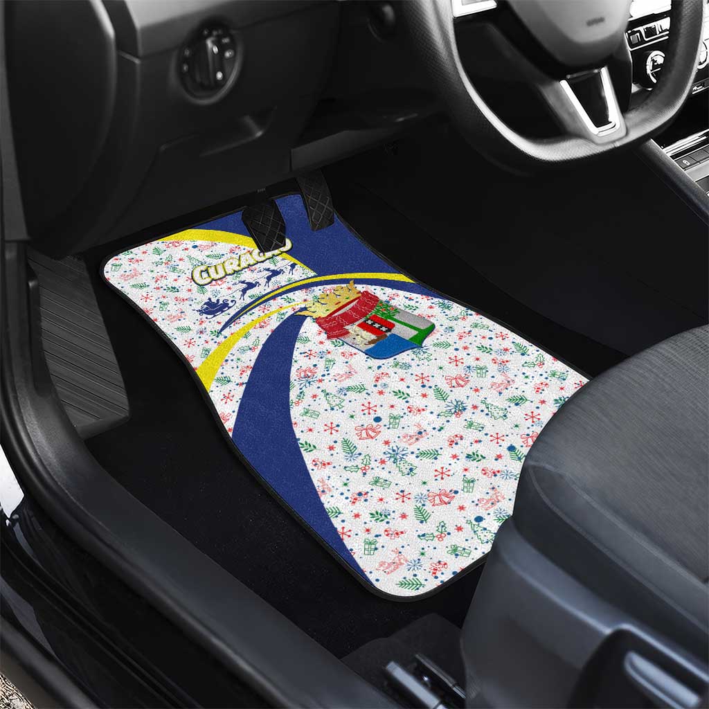 Curacao Christmas Car Mats with Santa Lizard Crown Gifts Snowflakes and Holiday Icons Design - Wonder Print Shop