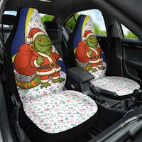 Curacao Christmas Car Seat Cover with Santa Lizard Crown Gifts Snowflakes and Holiday Icons Design - Wonder Print Shop