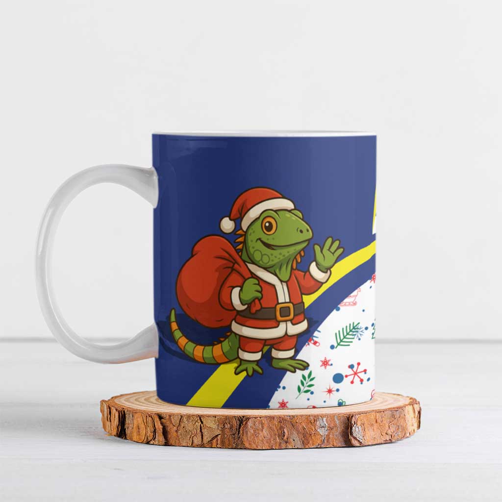 Curacao Christmas Ceramic Mug with Santa Lizard Crown Gifts Snowflakes and Holiday Icons Design - Wonder Print Shop