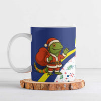 Curacao Christmas Ceramic Mug with Santa Lizard Crown Gifts Snowflakes and Holiday Icons Design - Wonder Print Shop